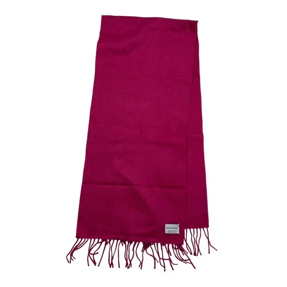 Sutton Studio Fuchsia Pink Scarf With Fringe Accent 100% Cashmere‎ Germany