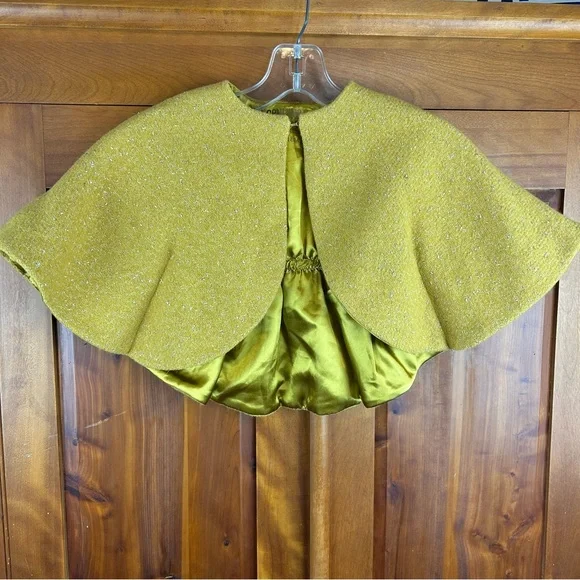 OshKosh B'Gosh Wool Blend Metallic Sparkly/Cape/Poncho Jacket with Satin Lining