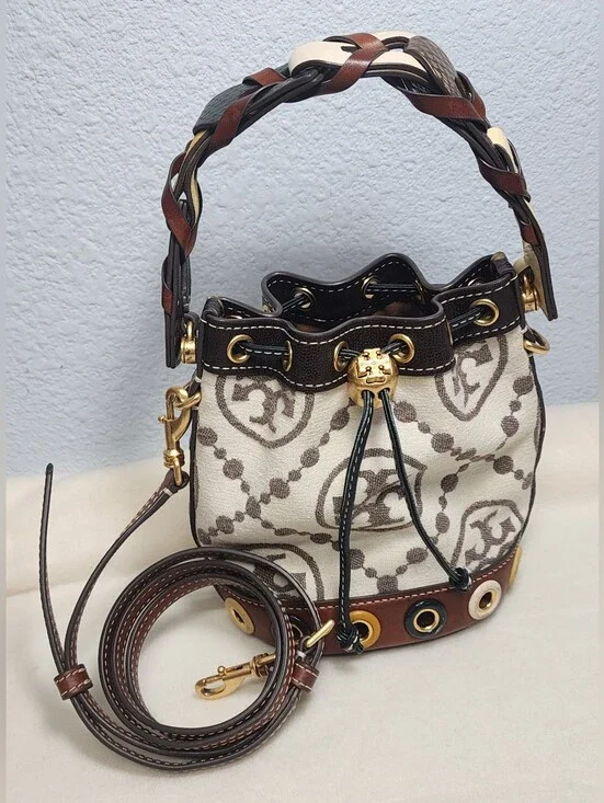 Tory Burch Mini T Monogram Grommet Bucket Bag