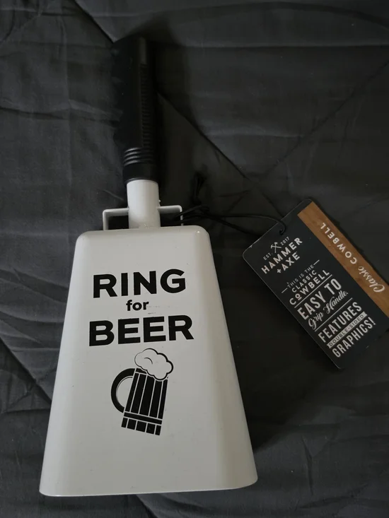 Ring for Beer White Cowbell Bottle Opener