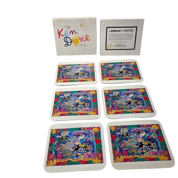 Ken Done Barrier Reef Garden Tropical Fish Art Coaster Vibrant Color Kitchen Bar