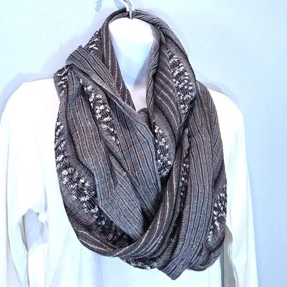 Silver Metallic, Black & Gray Lightweight Infinity Scarf
