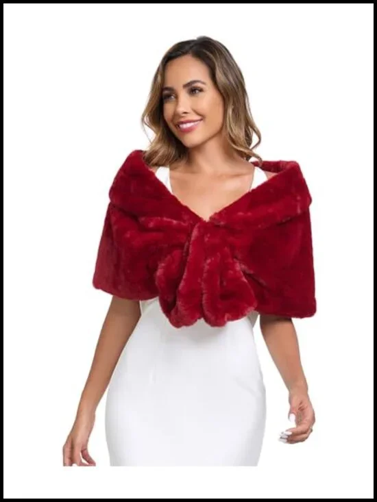Faux Fur Shawl Wrap Stole Shrug Winter Bridal for Women