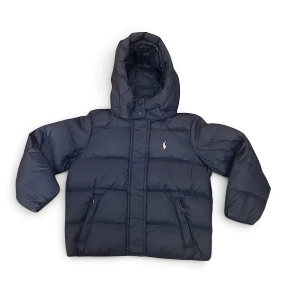 Polo Ralph Lauren Boys 5 Down Puffer Jacket Hooded Navy Winter Coat