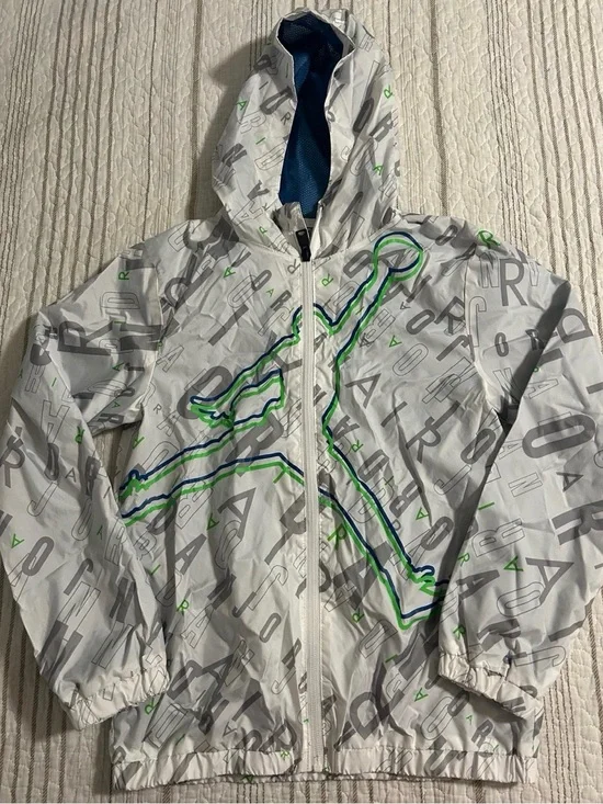 Kids Jordan Lightweight Hooded Windbreaker Jacket - White/Gray/Green