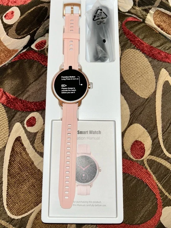 Pink Smartwatch with Silicone Band - Rose Gold Case