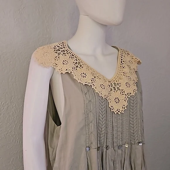 VTG HANDMADE Ivory Crochet Lace Detachable Victorian Colonial Faux Collar