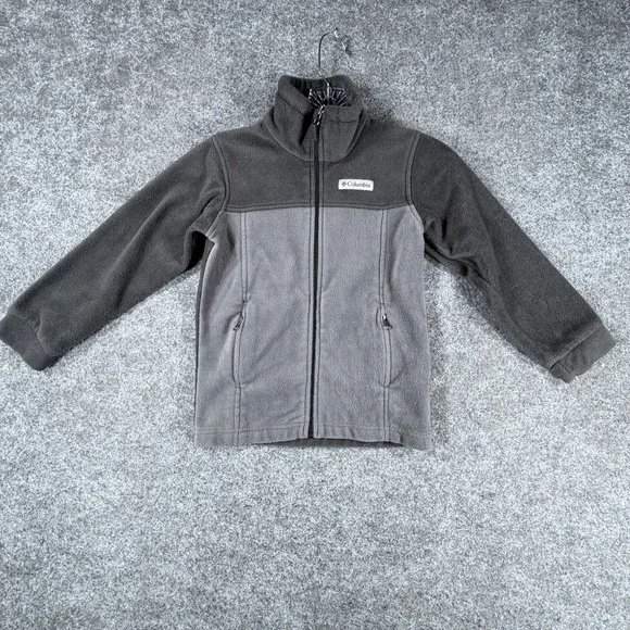 Columbia Steens Mountain II Fleece Jacket Boy's XS Gray Black Lightweight Zip Up
